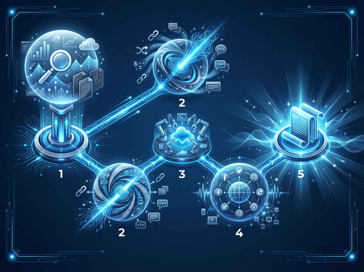 A male musician with dark hair and a beard passionately plays a dark electric guitar on a stage, bathed in dramatic blue and purple spotlights.