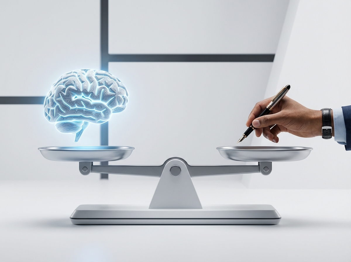 A smiling man with light brown skin and a beard, wearing a dark suit, holds a microphone to his mouth. He stands in front of a blue backdrop featuring a prominent white