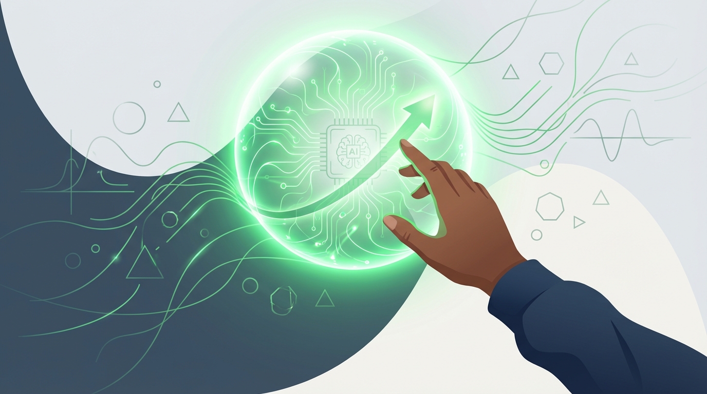 A woman with short, dark, curly hair, wearing a dark suit, white shirt, and tie, stands with her hands in her pockets and a slight smile. A classic red and yellow Superman