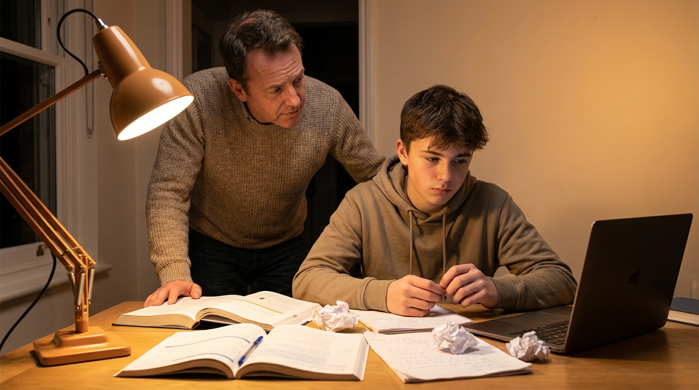 A male news anchor in a dark suit and light blue shirt gestures with his right hand as he speaks at a broadcast desk. Behind him, a large screen displays a blurred graphic, typical of a news studio.